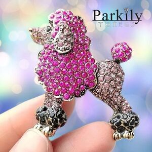 Brooch poodle dog sparkly rhinestone crystal pin